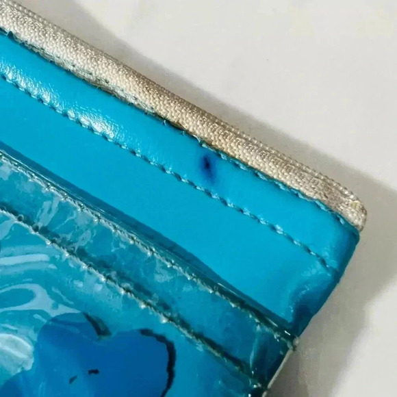 Hello Kitty Sanrio Blue Coin Purse Pouch Makeup Cosmetic Zipper Pink Bow - Picture 2 of 4